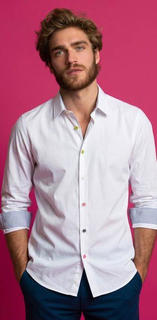 Solid poplin, multicolor placket
